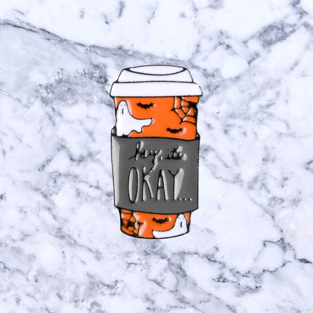 Hey It’s Okay Halloween Cup Enamel Pin